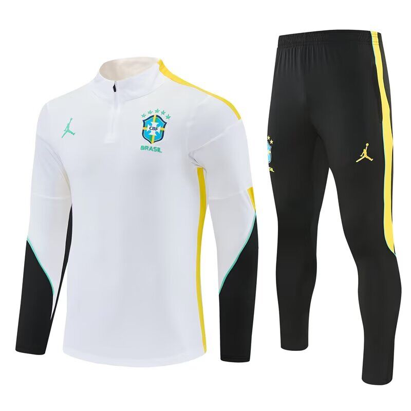 AAA Quality Brazil 26/27 Tracksuit - White/Yellow